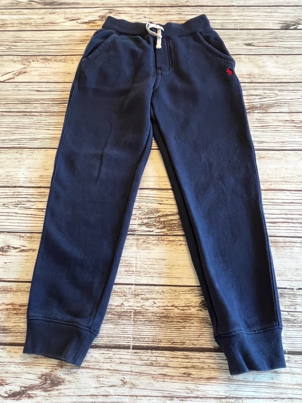 Polo Ralph Lauren Navy Blue Jogger Sweat Pants Boy's Sz 8 Red Pony Logo Pull On